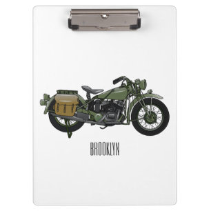 Pranchetas Ilustração de desenho animado de motocicleta milit