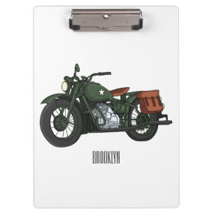 Pranchetas Ilustração de desenho animado de motocicleta milit