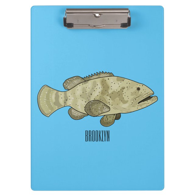Pranchetas Ilustração de desenho animado de peixe-grua (Frente)