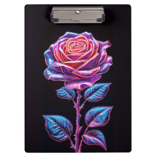 Pranchetas Ilustração de Flor Rosa Neon Vibrante