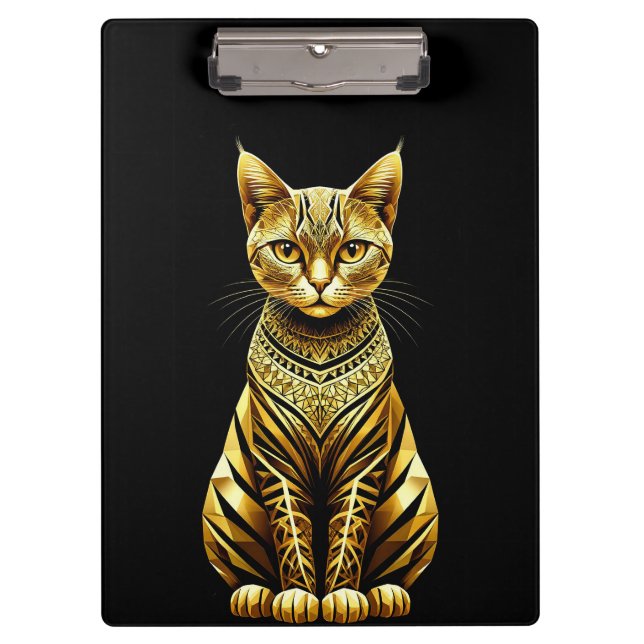 Pranchetas Ilustração de Gato Dourado Ornamentado (Frente)