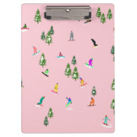 Ilustração rosa de Snowboarders