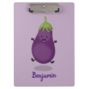 Pranchetas Imagem de desenho animado de beringela doce e feli