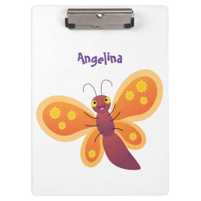 Pranchetas Imagem de desenho animado de borboleta laranja fel (Frente)