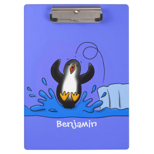 Pranchetas Imagem de desenho animado de pinguim de salto feli