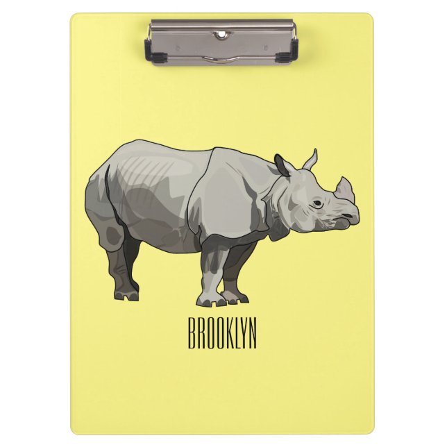 Pranchetas Imagem do desenho animado de Javan rhinoceros (Frente)