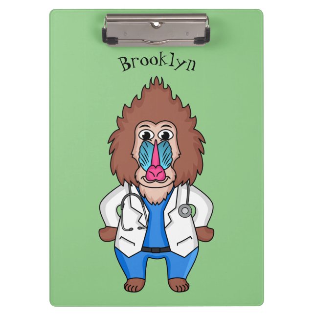 Pranchetas Imagem engraçada de cartoon do mandril doutor (Frente)