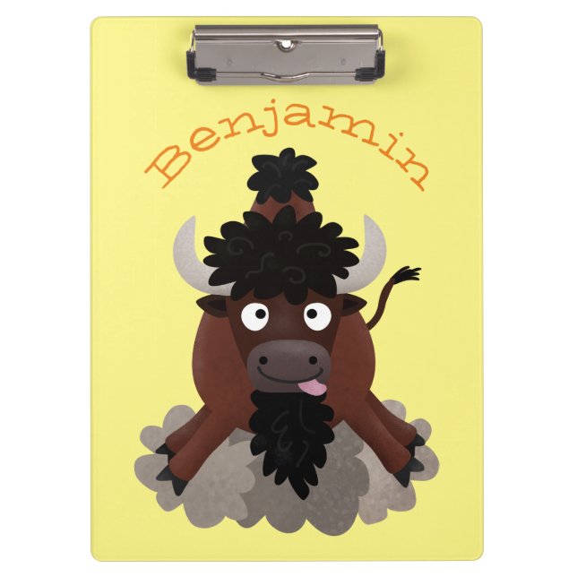 Pranchetas Imagem engraçada de desenho animado de bisonte de  (Frente)