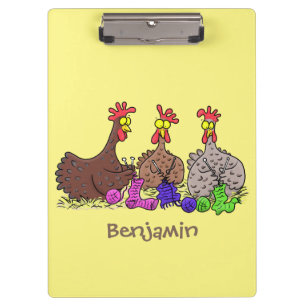 Pranchetas Imagem engraçada de desenho animado de galinhas