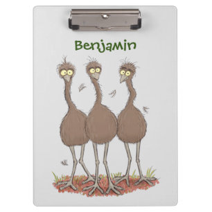 Pranchetas Imagem engraçada do desenho animado emu trio aust