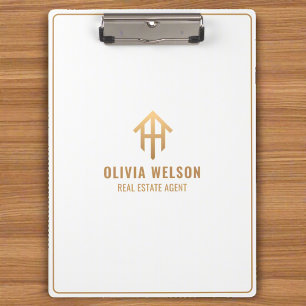 Pranchetas Imobiliário Profissional Dourado e Branco