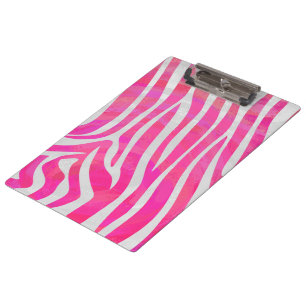 Pranchetas Impressão branco e rosa-quente zebra