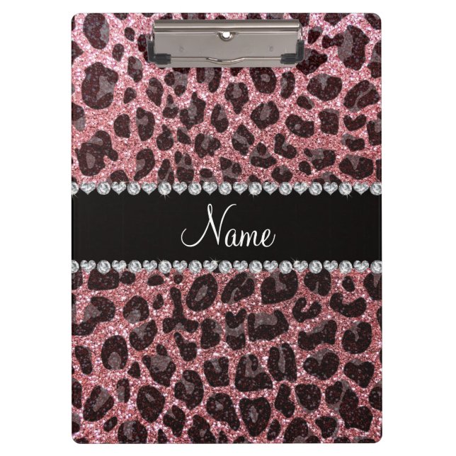 Pranchetas Impressão da leopardo da rosa claro de nome person (Frente)