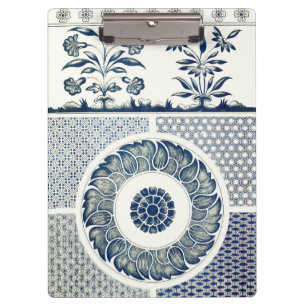 Pranchetas Impressão de Design de Arte Gráfico Azul e Branc