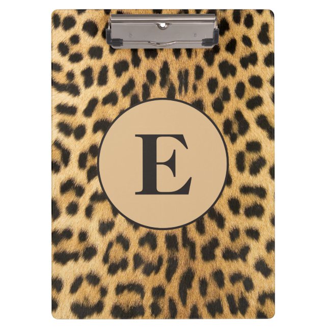 Pranchetas Impressão de leopardo Guepardo Preto Marrom Monogr (Frente)