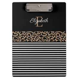 Pranchetas Impressão em animais leopardo preto do monograma c