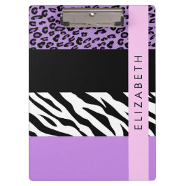 Pranchetas Impressão Leopardo, Impressão Zebra, Roxo, Seu Nom