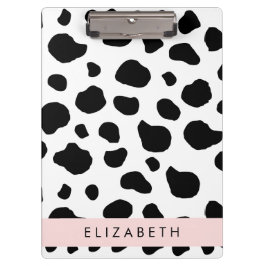Pranchetas Impressão, Pontos De Vaca, Preto E Branco, Seu Nom