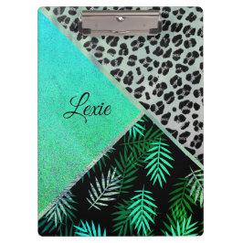 Pranchetas Impressão Tropical Leopardo de Teal com Espessura 