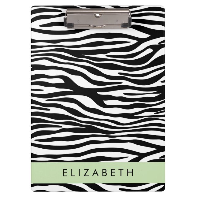 Pranchetas Impressão Zebra, Stripes, Preto E Branco, Seu Nome (Frente)