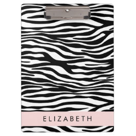 Pranchetas Impressão Zebra, Stripes, Preto E Branco, Seu Nome