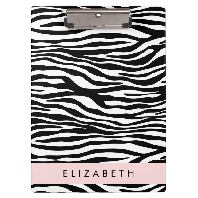 Pranchetas Impressão Zebra, Stripes, Preto E Branco, Seu Nome (Frente)