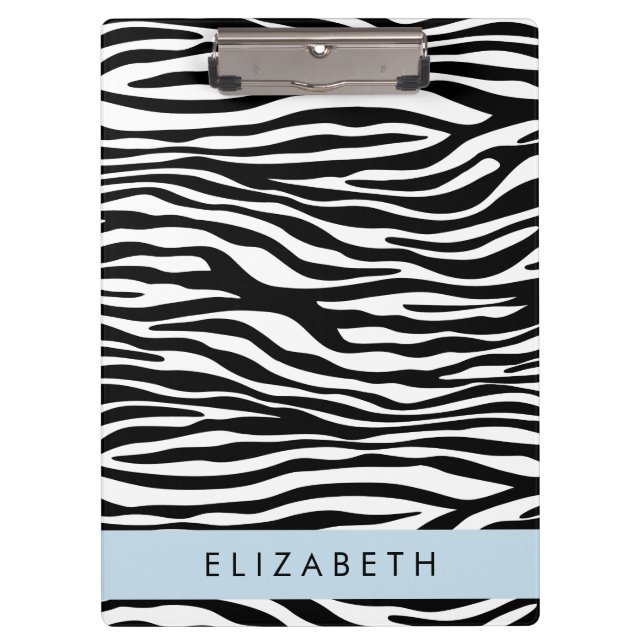 Pranchetas Impressão Zebra, Stripes, Preto E Branco, Seu Nome (Frente)