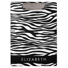 Pranchetas Impressão Zebra, Stripes, Preto E Branco, Seu Nome