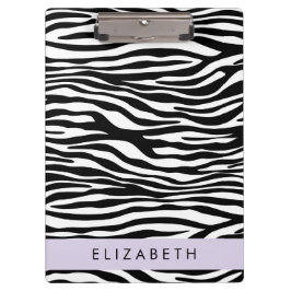 Pranchetas Impressão Zebra, Stripes, Preto E Branco, Seu Nome