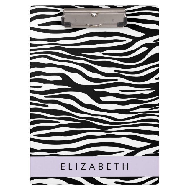 Pranchetas Impressão Zebra, Stripes, Preto E Branco, Seu Nome (Frente)