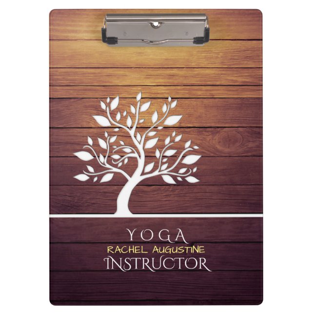 Pranchetas Instrutor Moderno Elegante Vintage Wood Yoga (Frente)