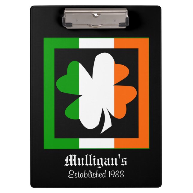 Pranchetas Irish Flag Shamrock Personalizado (Frente)