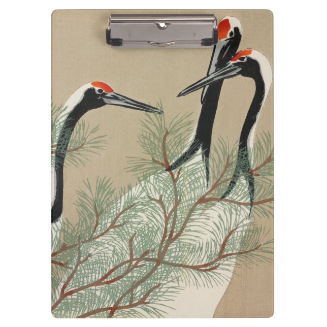 Pranchetas Japanese woodblock-print Cranes - Kamisaka Sekka (Frente)