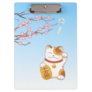 Pranchetas japonês Lucky Calico Cat, Maneki Neko