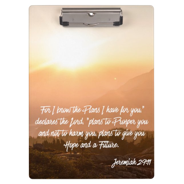 Pranchetas Jeremiah 29:11 Porque eu conheço os Planos do Sol (Frente)