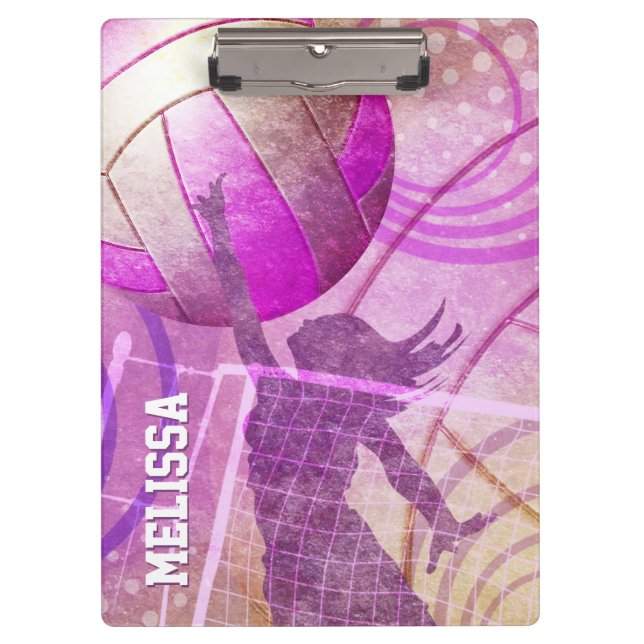 Pranchetas Jogador de vôlei feminino pulando na rede (Frente)