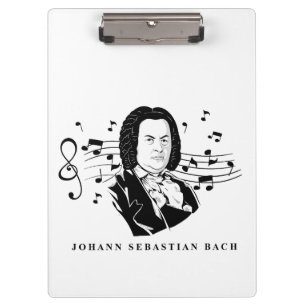 Pranchetas Johann Sebastian Bach Portrait e Bust com Notes