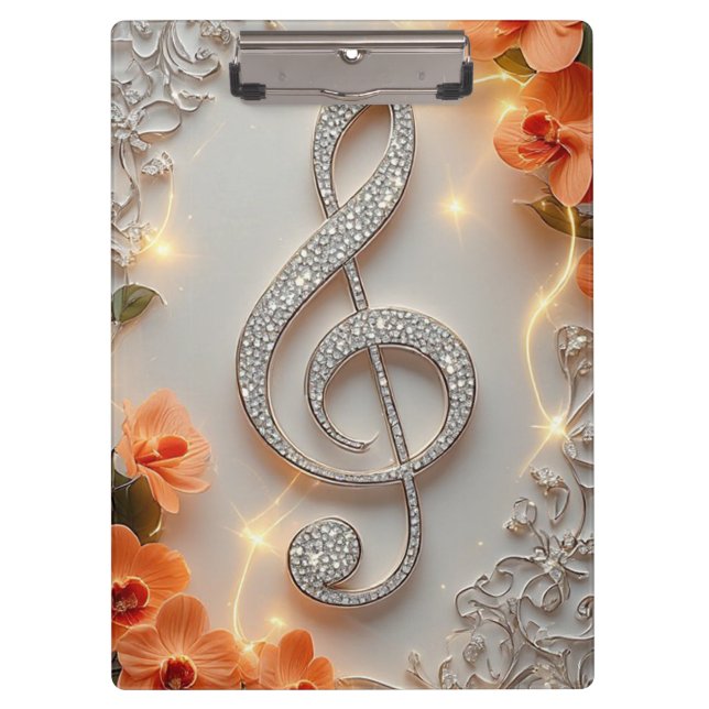 Pranchetas Joias de clave de sol de diamante elegante (Frente)