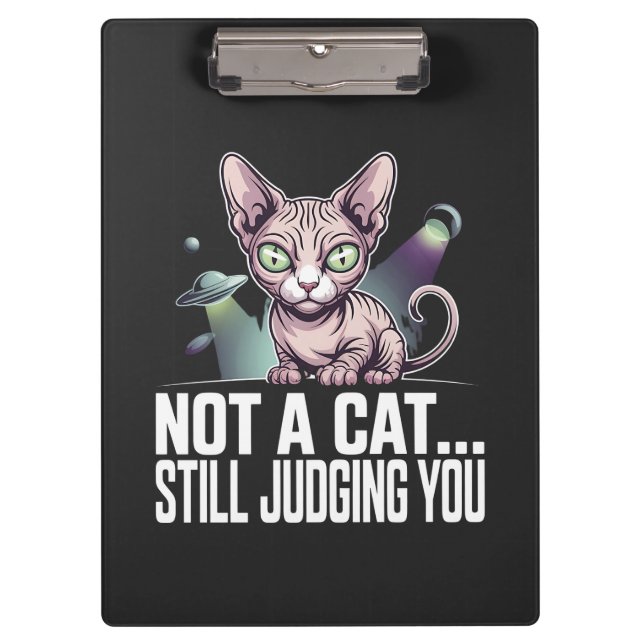 Pranchetas Judging Sphynx Cat UFO Alien Sarcastic Art (Frente)