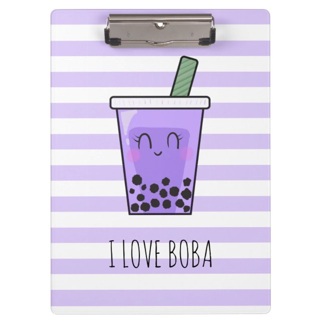 Pranchetas Kawaii Bubble Tea I Love Boba Taro Ube Puro (Frente)