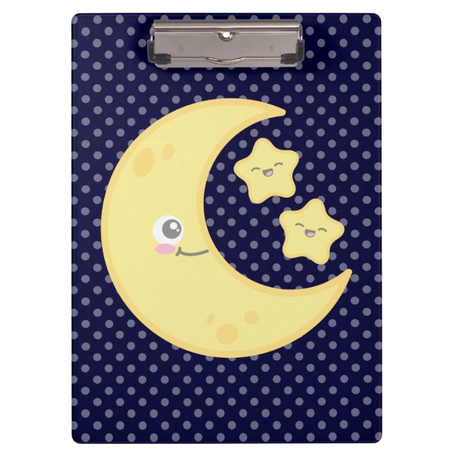 Pranchetas Kawaii Moon e Stars Clip Conselho (Frente)