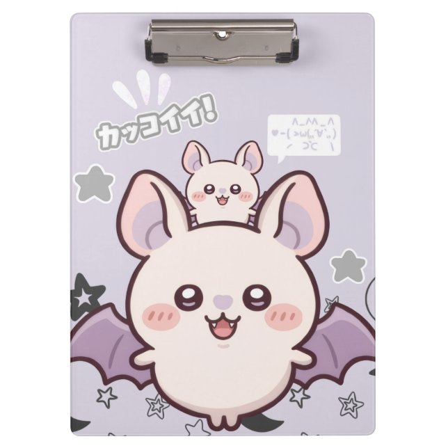 Pranchetas Kawaii Pastel Lavender Bat Aesthetic Clipboard (Frente)