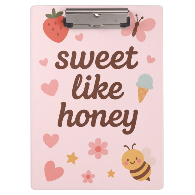 Pranchetas Kawaii Sweet Girl Pink Bee Aesthetic – Cute Design (Frente)
