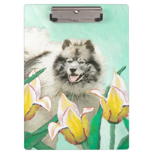 Pranchetas Keeshond em Tulips pintando lindas artes caninas o