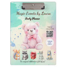 Kids Party Planner Pastel Teddy Bear Logotipo QR