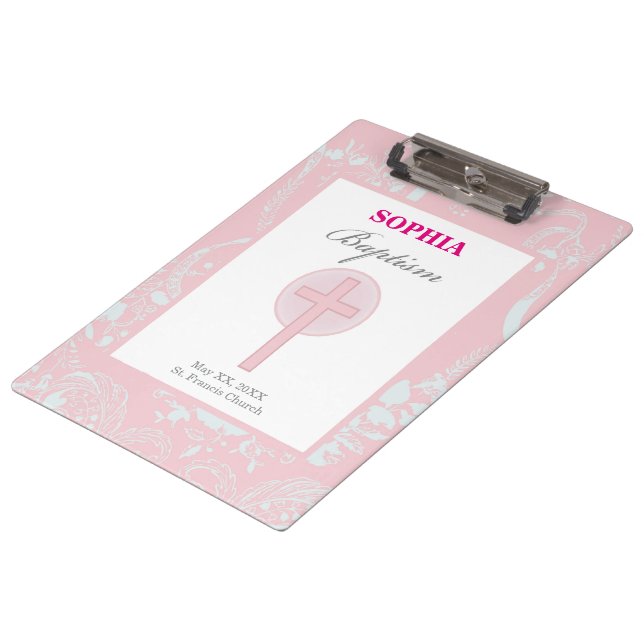 Pranchetas Lace Girl Baptism Rosa (Inclinado)