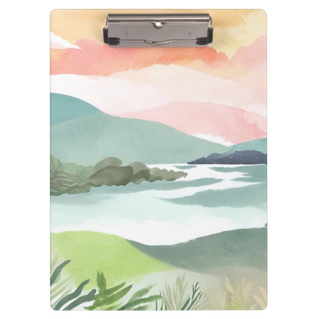 Pranchetas Lake Morning Sunrise | Watercolor Nature (Frente)