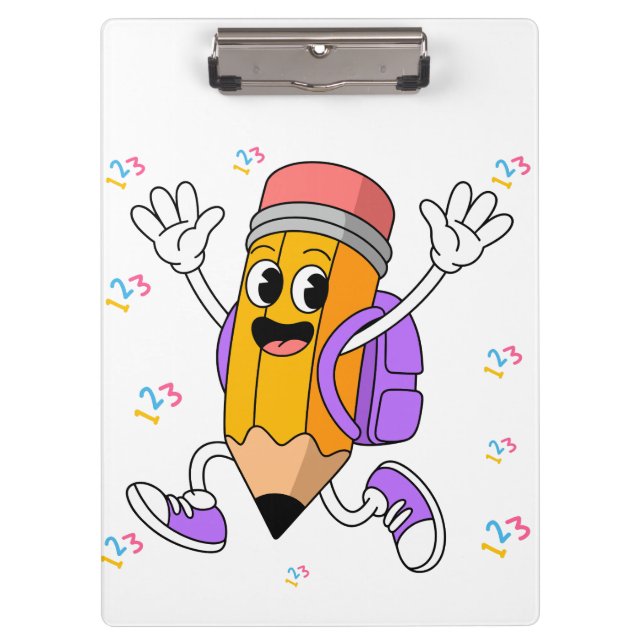 Pranchetas Lápis Amigável Design de Volta às Aulas.  (Frente)