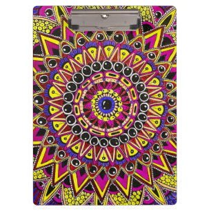 Pranchetas Lápis de Cor Roxo Amarelo Mandala