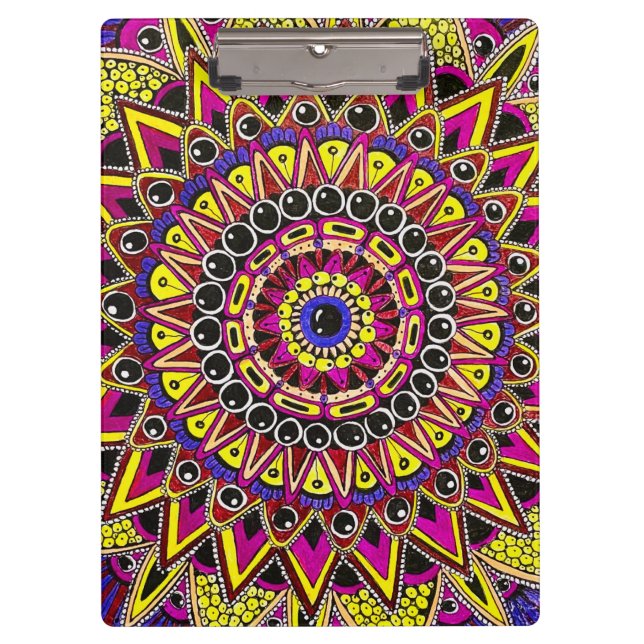 Pranchetas Lápis de Cor Roxo Amarelo Mandala (Frente)